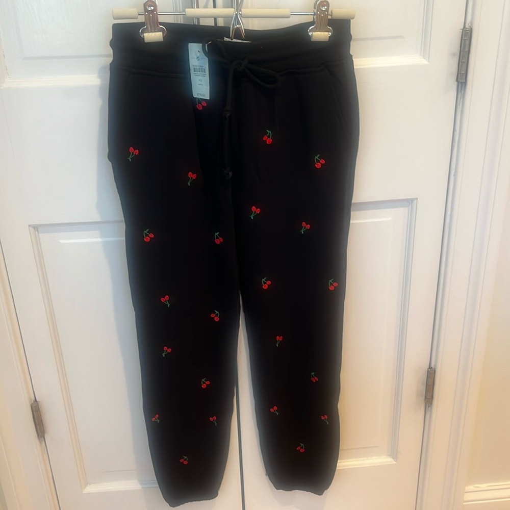 Lou and grey black sweatpants with cherries, xsp, nwt
